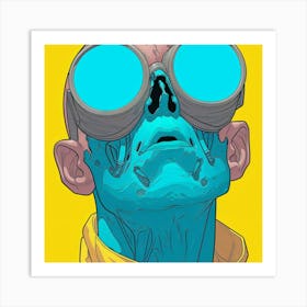 Apocalypse Goggles Blue and Yellow Art Print