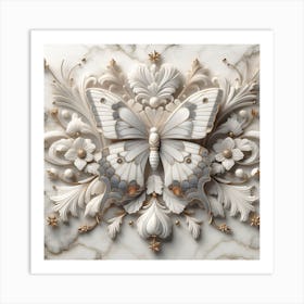 Marble Butterfly Panel II Art Print