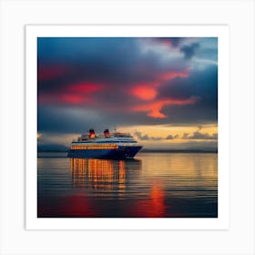 Cruise Ship At Sunset 7 Art Print