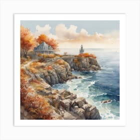 Lighthouse By The Sea Art Print