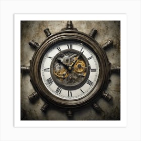 Clock With Gears Art Print