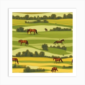 Seamless Pattern With Horses Art Print