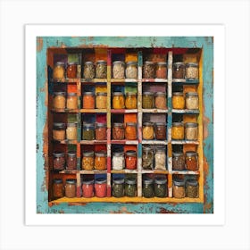Spices On A Shelf Pastel Checkerboard 2 Art Print