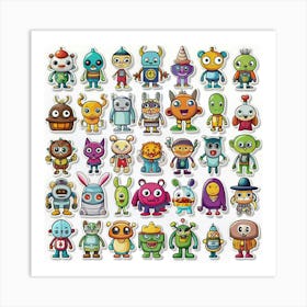 Group Of Cartoon Characters Art Print