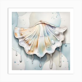 Sea Shell With Water Drops Art Print