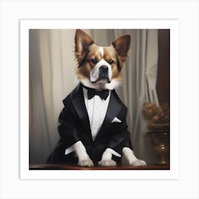 Canine Sophistication - A Tuxedoed Companion Art Print