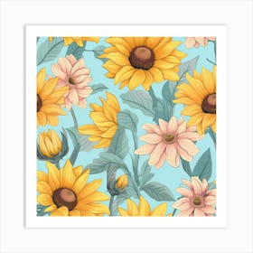 Sunflowers Pattern Art Print