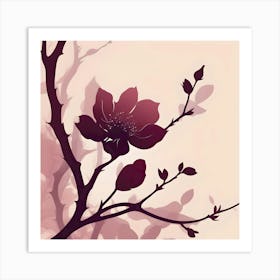 Burgundy flower on beige background Art Print