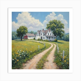 Old Country Home With Farmhouse Póster