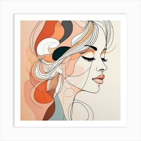 Line art Of A Woman 1 Art Print