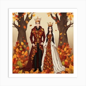 Autumn Wedding Couple Art Print