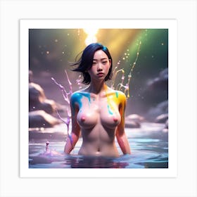 Asian Girl In Water Art Print