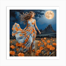 Full Moon In The Field Art Print