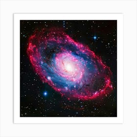 A Mesmerizing Spiral Galaxy Explosion Dappled In The Hues Of Pink And Red Celestial Bodies Transiti (4) Art Print