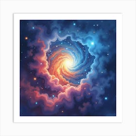 Watercolor Cosmic Painting With Bright Star Patterns 1 Art Print