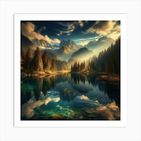 Sunrise In The Mountains 1 Art Print