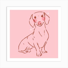 Dachshund | Sausage Dog - Pink 1 Art Print