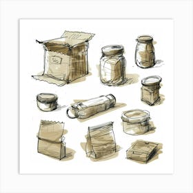 Sketch Of Jars Art Print