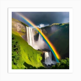 Rainbow Over Waterfall Art Print