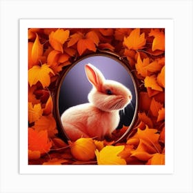 Autumn Rabbit In A Frame Art Print