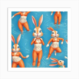 Rabbits In The Water 7 Art Print