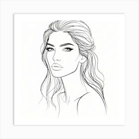 Portrait Of A Woman line art Art Print