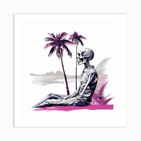 Skeleton On The Beach Art Print