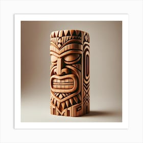 Tiki Face wooden statue Art Print