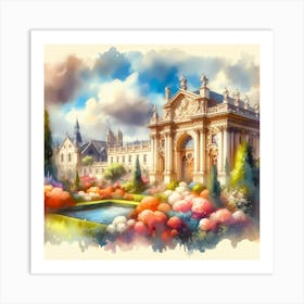 Watercolor Of A Garden 1 Art Print