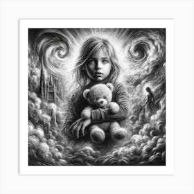 Little Girl With The Teddy Bear Art Print