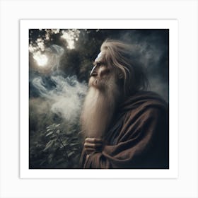 Old Man Smokes Art Print