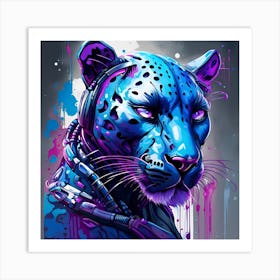 Blue Leopard Art Print