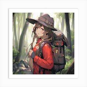 Anime Girl In The Woods 1 Art Print