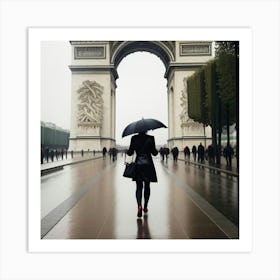 Femme Marchant Dans Paris Un Jour De Pluie 4 Art Print