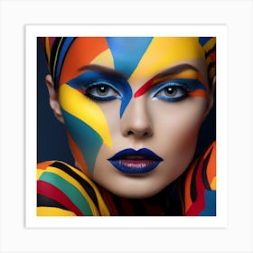 Young Woman With Colorful Makeup 1 Art Print