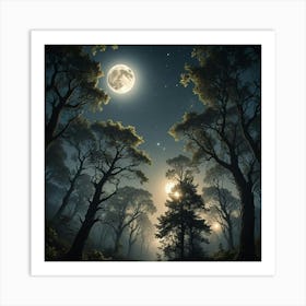 Full Moon In The Forest Art Print