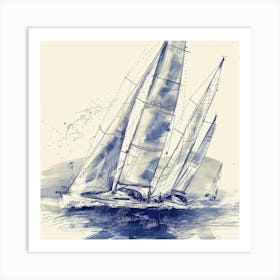 Sailboats In Water Art Print