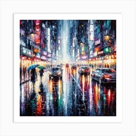 Rainy Night In The City Art Print