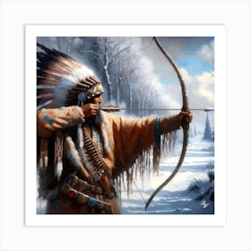 Native American Indian Shooting Bow Arrow 3 Art Print