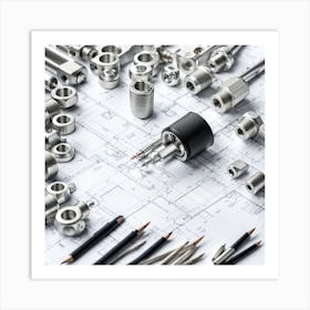 Engineering Tools On A Blueprint Art Print