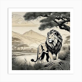 Lion In The Wilderness Art Print