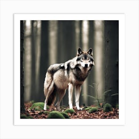 Wolf In The Forest 10 Art Print