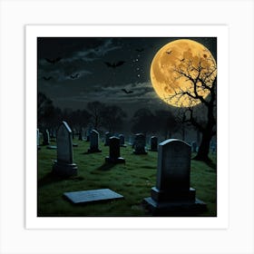 Halloween Graveyard 1 Art Print