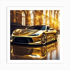 Golden Sports Car 17 Art Print