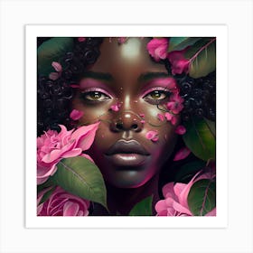 Black Girl With Flowers 4 Art Print