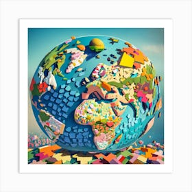 Create The Earth Image Of A Colourful Puzzle Mos (1) Art Print