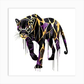 Color Drip Animal Design A Sleek Panther Art Print