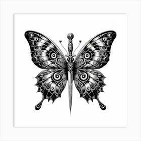 Black And White Butterfly Art 2 Art Print