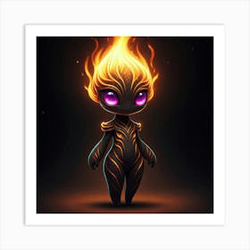 Girl With Flames Art Print