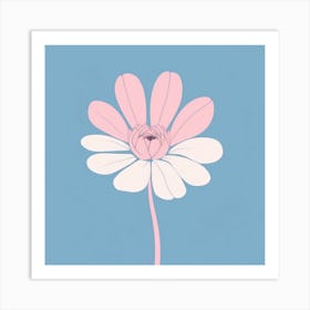 A White And Pink Flower In Minimalist Style Square Composition 637 Art Print